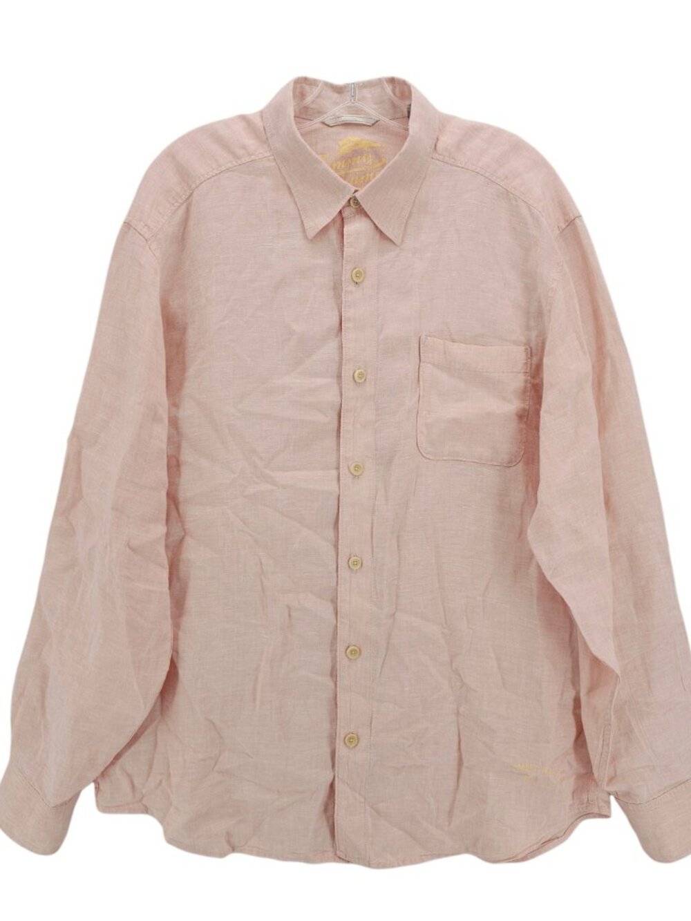 TOMMY BAHAMA 100% Linen Long Sleeve Shirt Pale Pink Relax Size LARGE